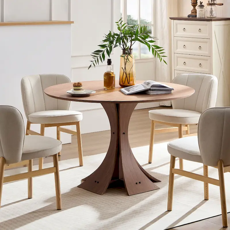 Wooden Frame Upholstered Shell Dining Chairs set of 2