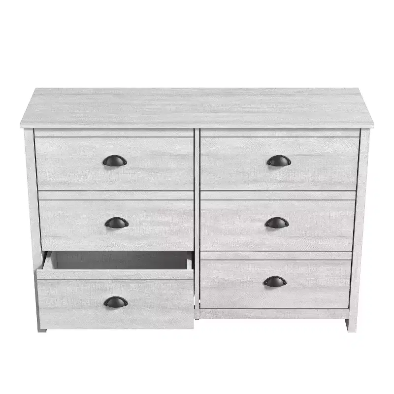 Galano Geodarno 6 Drawer Dresser (Interlock) - Dusty Grey Oak