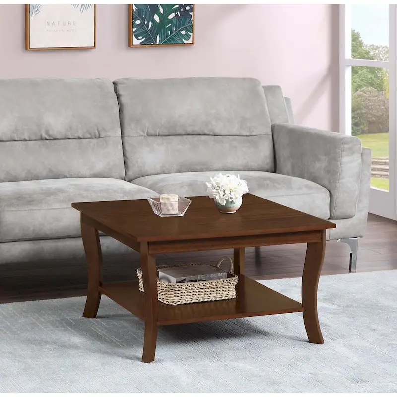Square Coffee Table with Bottom Shelf