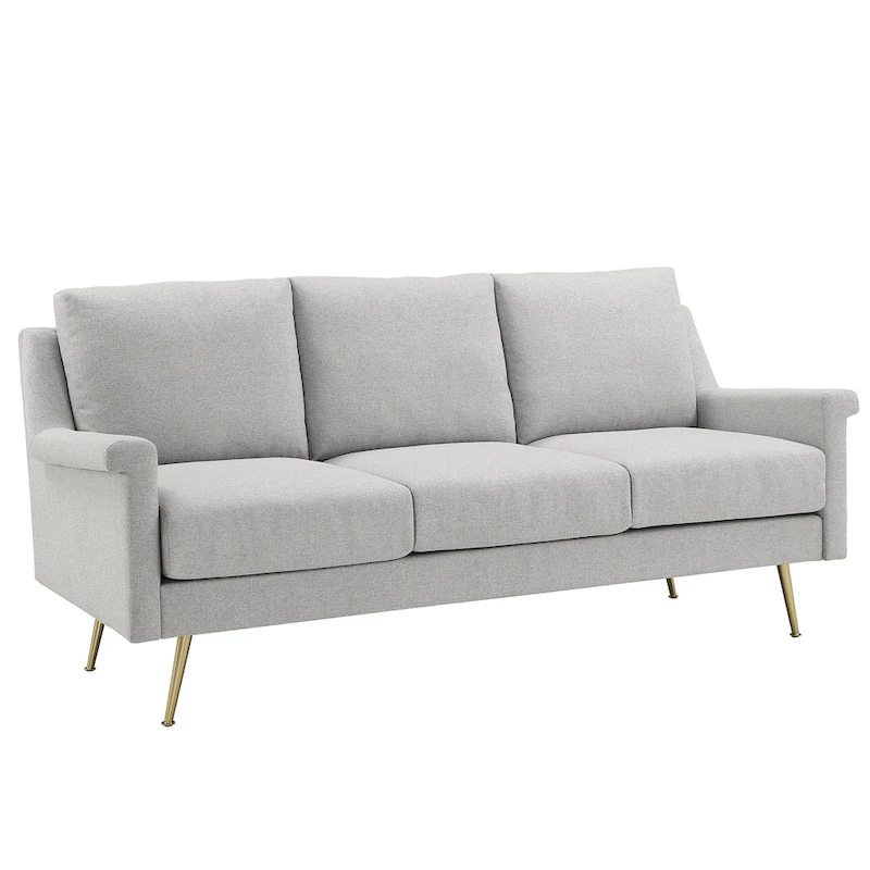 Cade Grey Fabric Sofa with Gold Metal Legs by iNSPIRE Q Modern