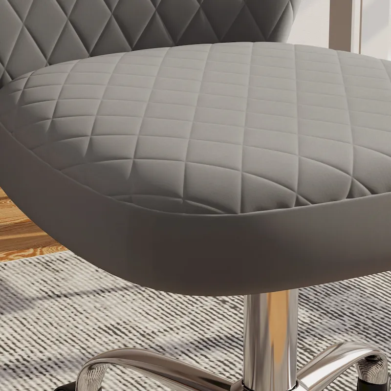 Blue/Grey/Pink/Beige Velvet Armless Swivel Office Chair, 1-Person