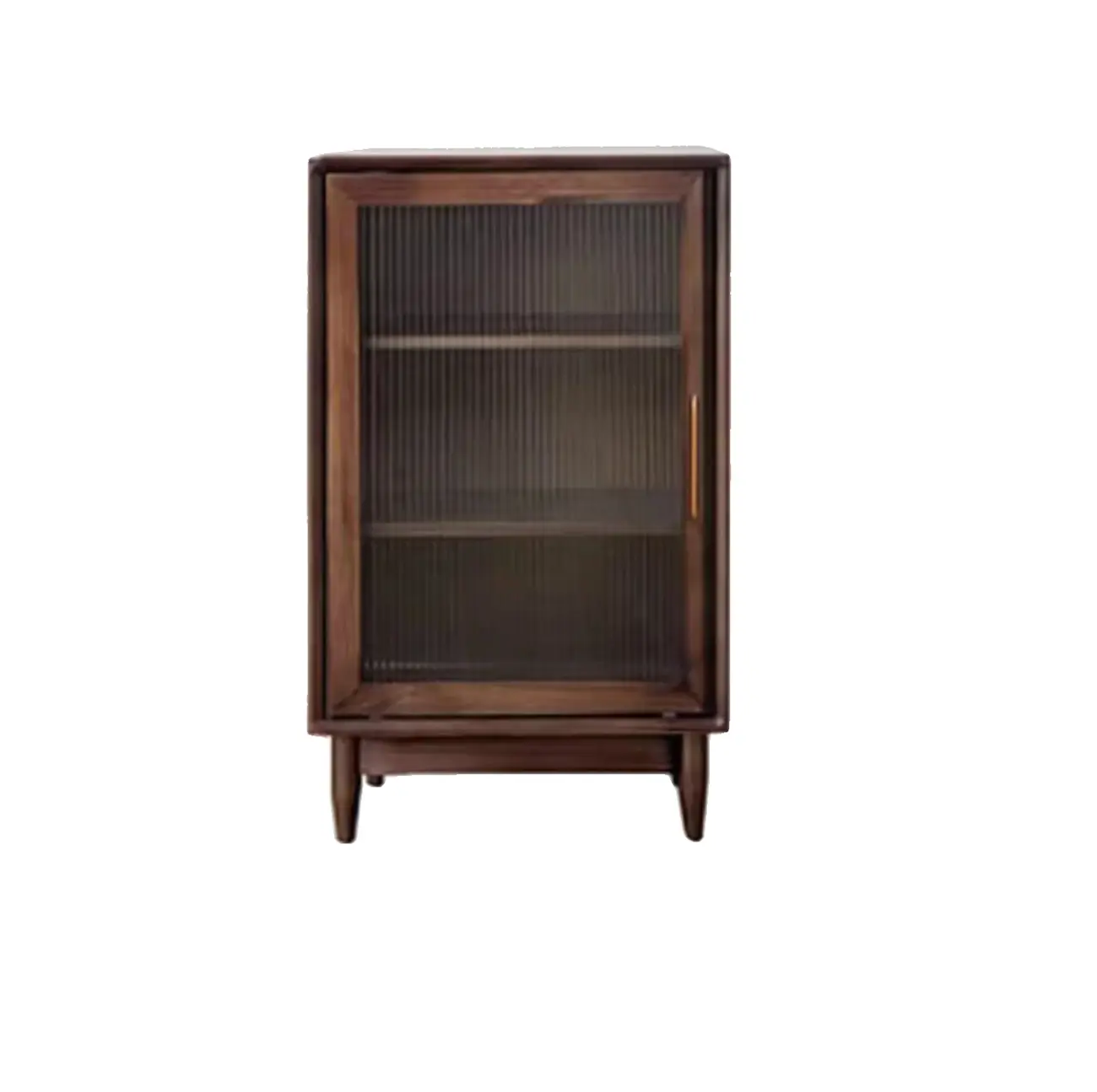 Modern Walnut Sideboard with Glass Doors and Storage
