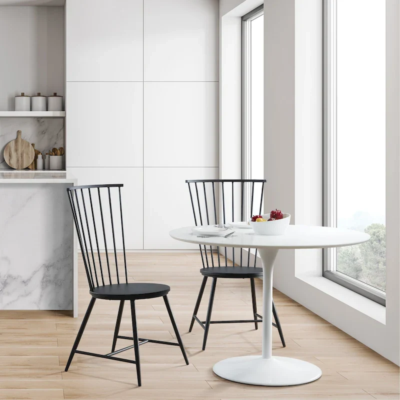 42-Inch Round Dining Table with Weighted Metal Base