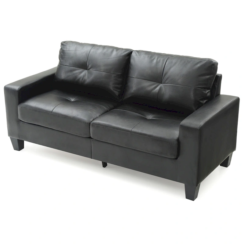 Newbury 71 in. W Flared Arm Faux Leather Straight Sofa - 32L x 71W x 36H