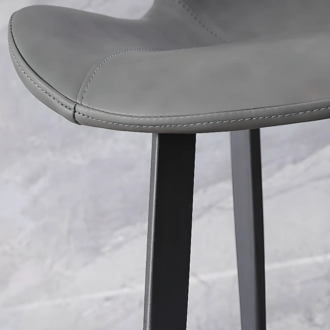 Simple Low Back Faux Leather Dining Chair with Alloy Legs