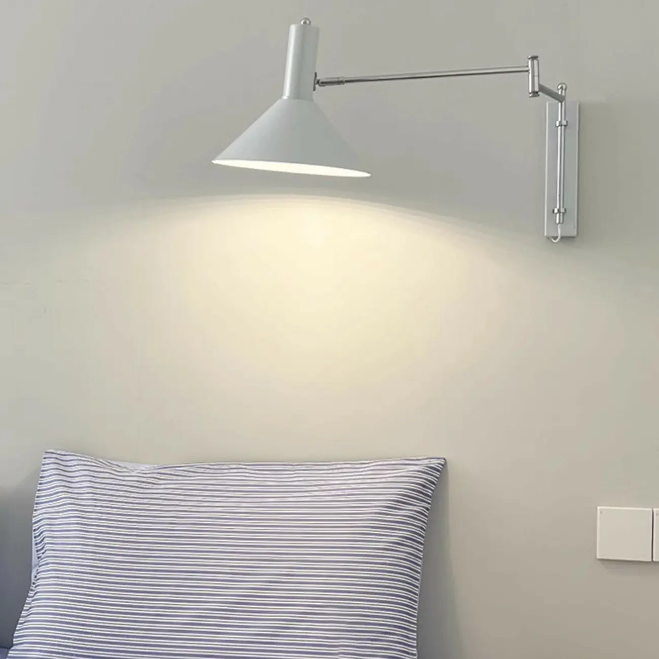 Metal Swing Arm Wall Light with Iron Shade