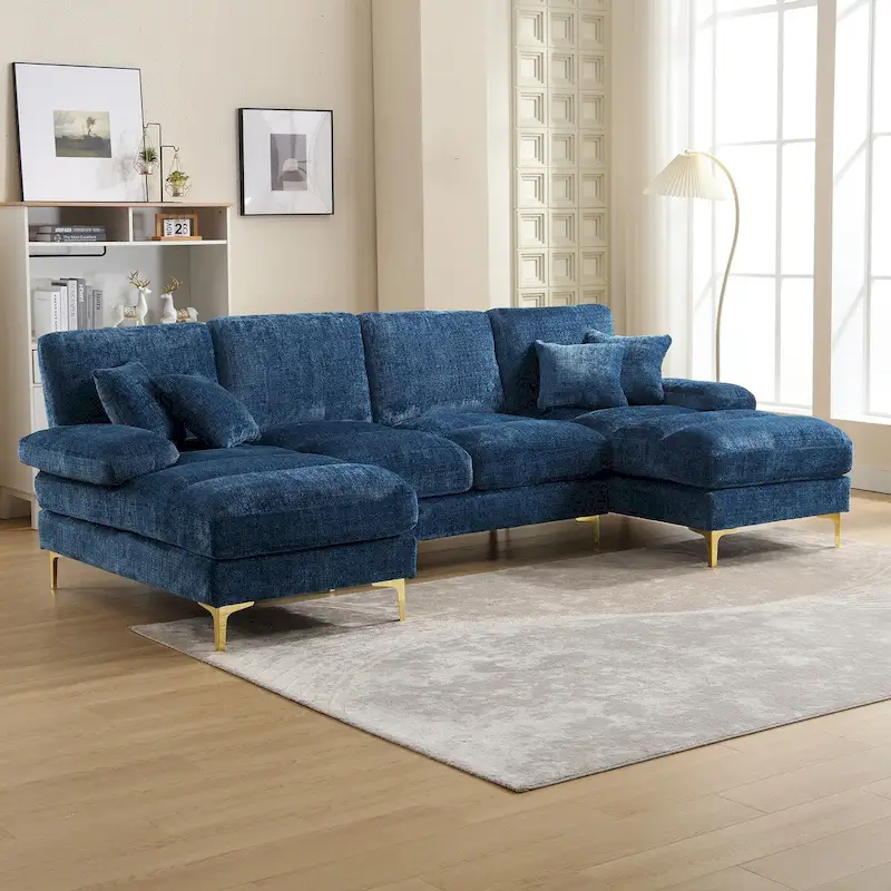Modular U-Shaped Sectional Sofa with Double Chaise