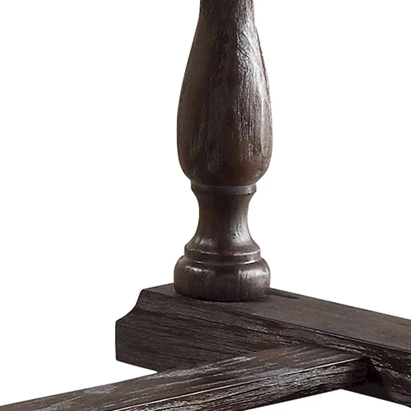 Wooden Dining Table with Marble Top , White and Brown