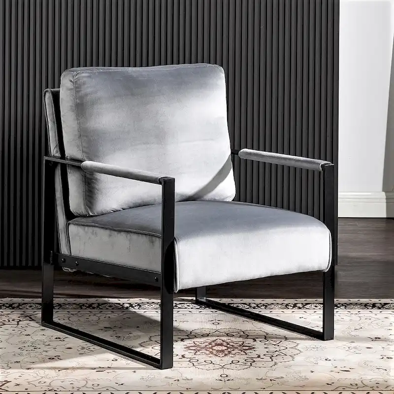 Hosam 25.4 Velvet Upholstery Metal Arms Chair