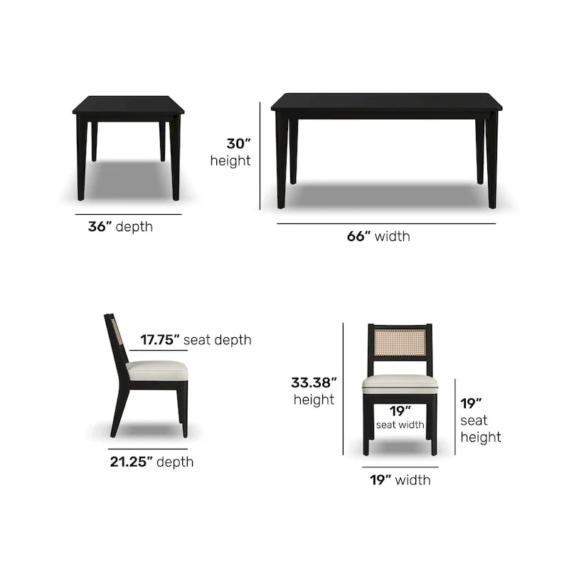 Brentwood Black Wood Rectangle Dining Set by Homestyles - 66  x 30  x 36