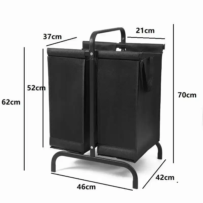 Black & White 2-Tier Oxford Laundry Sorter with Lid, 2-Section
