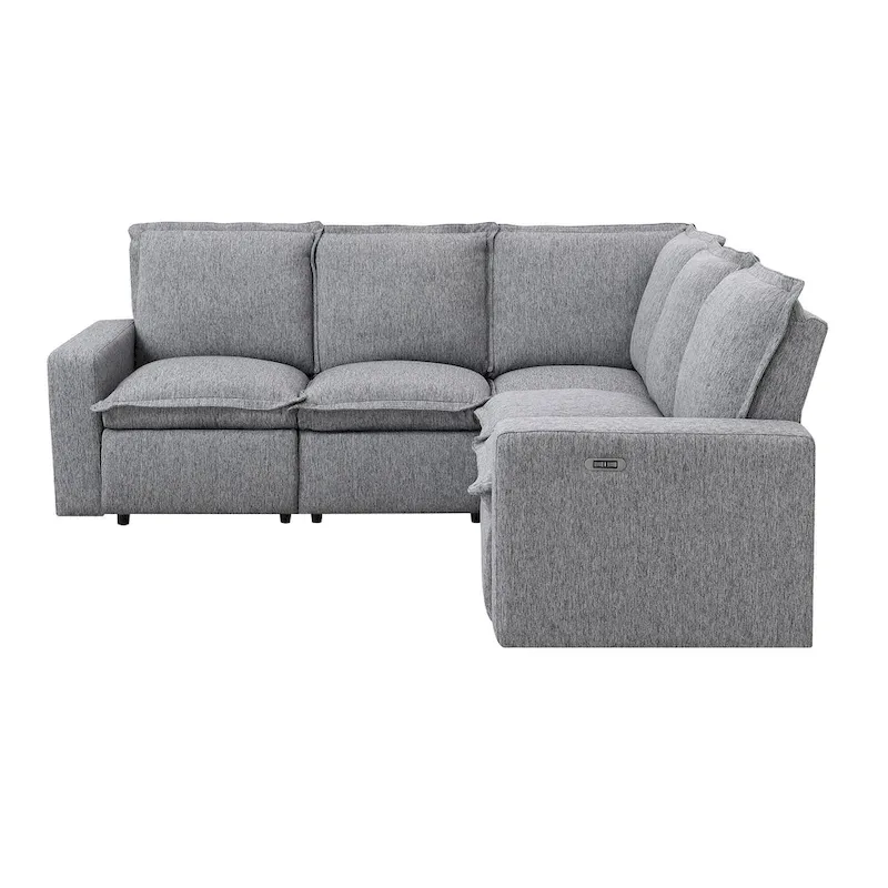 Linen L-Shaped Sectional Sofa with Power Recliners & USB