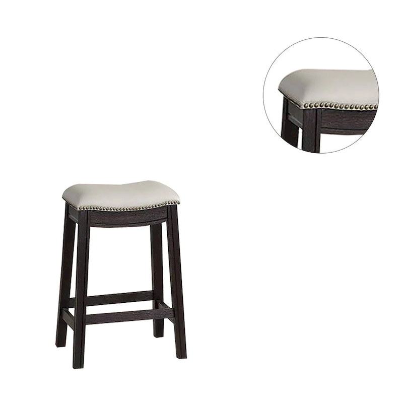 Grey PU Upholstery Bar Stool, Set of 2