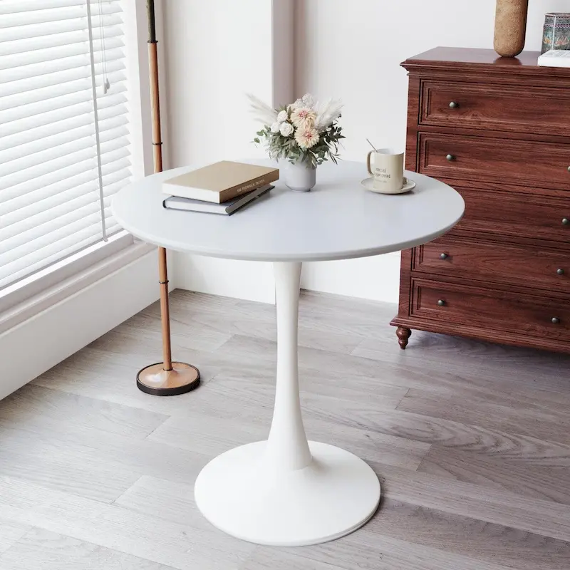 Round Dining Table, 31.5  Tulip Table Kitchen Dining Table 2-4 People with MDF Table Top & Pedestal Base, End Table
