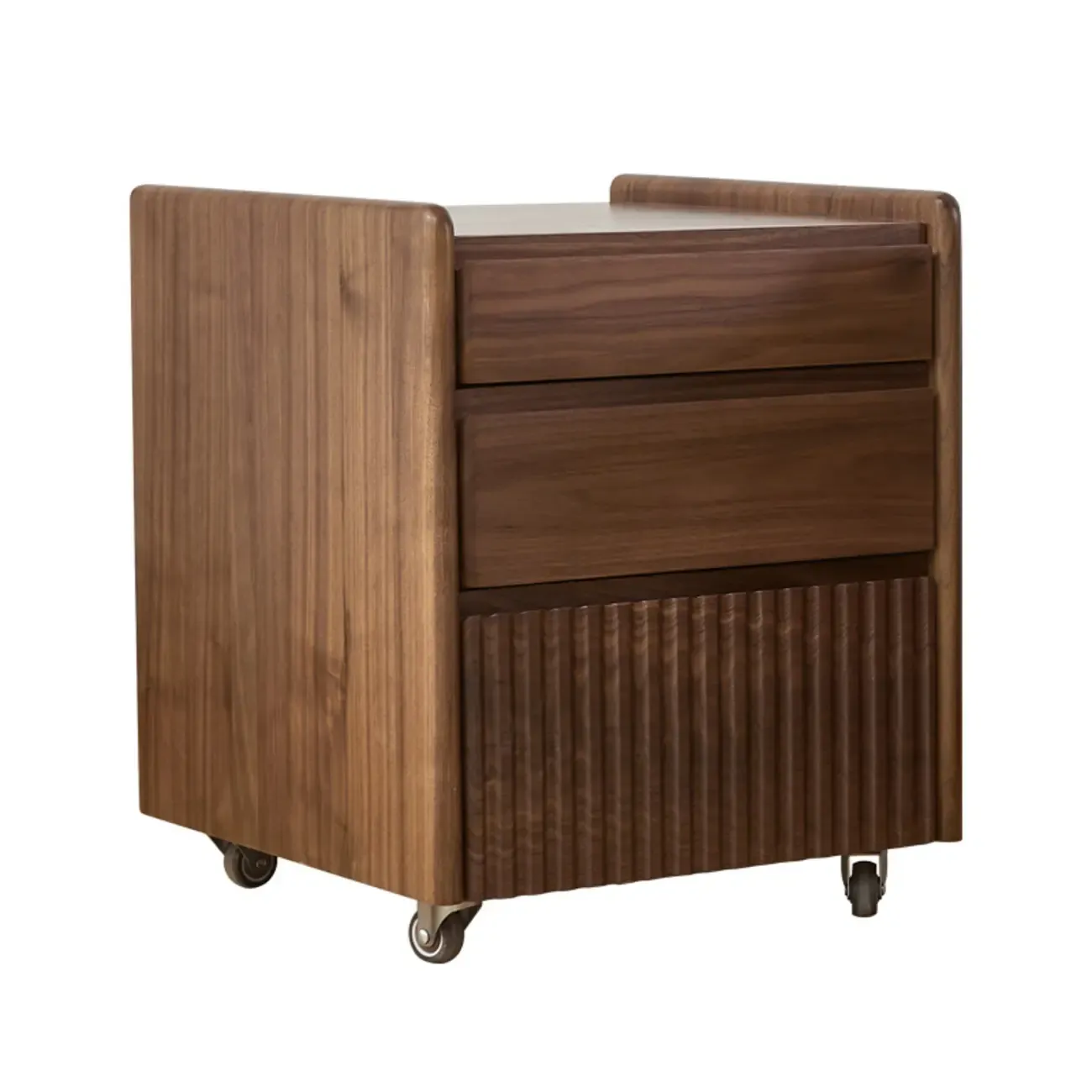Brown Modern 3-drawer Solid Wood Bedside Nightstand