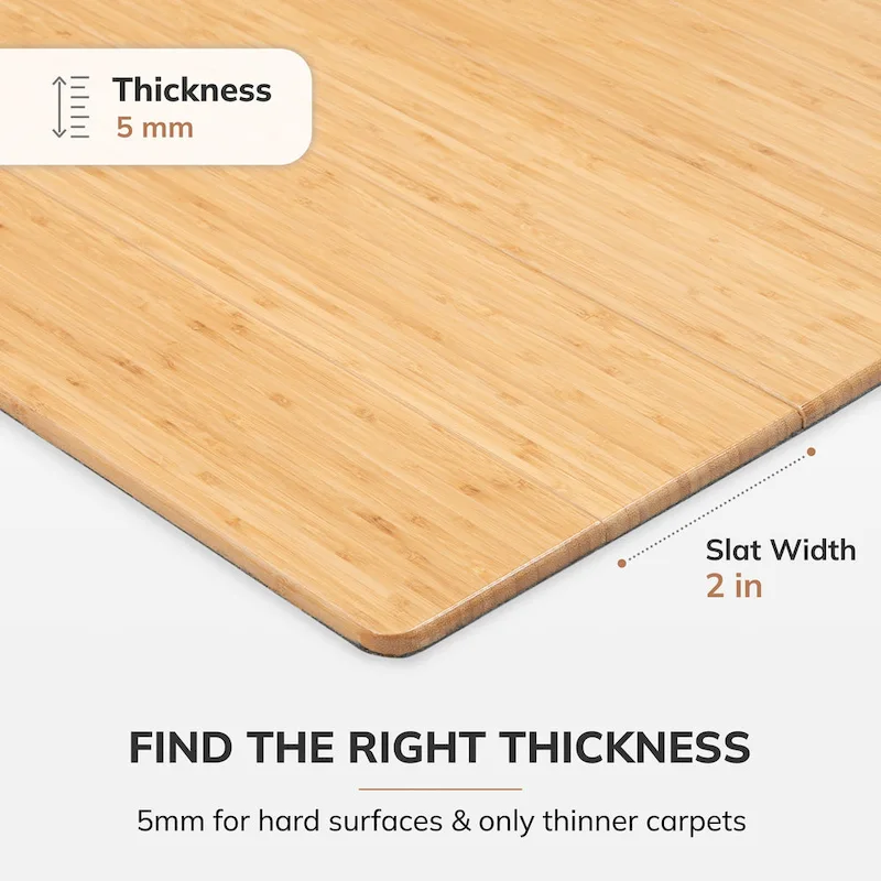 Jani Eco Bamboo Standard Rectangular Natural Chair Mat - (72 x 48), Eco-Friendly Chair Mat