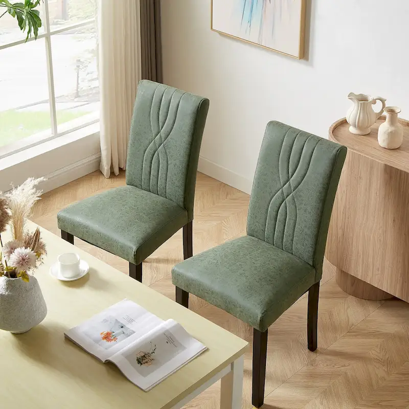 VECELO Upholstered Dining Chairs Set of 6 Modern Fabric and High Back & Solid Wood Legs, Parson Dining Chairs (Set of 6)