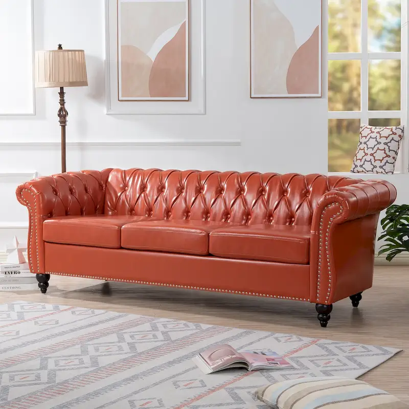 Rolled Arm Chesterfield 3 Seater Sofa