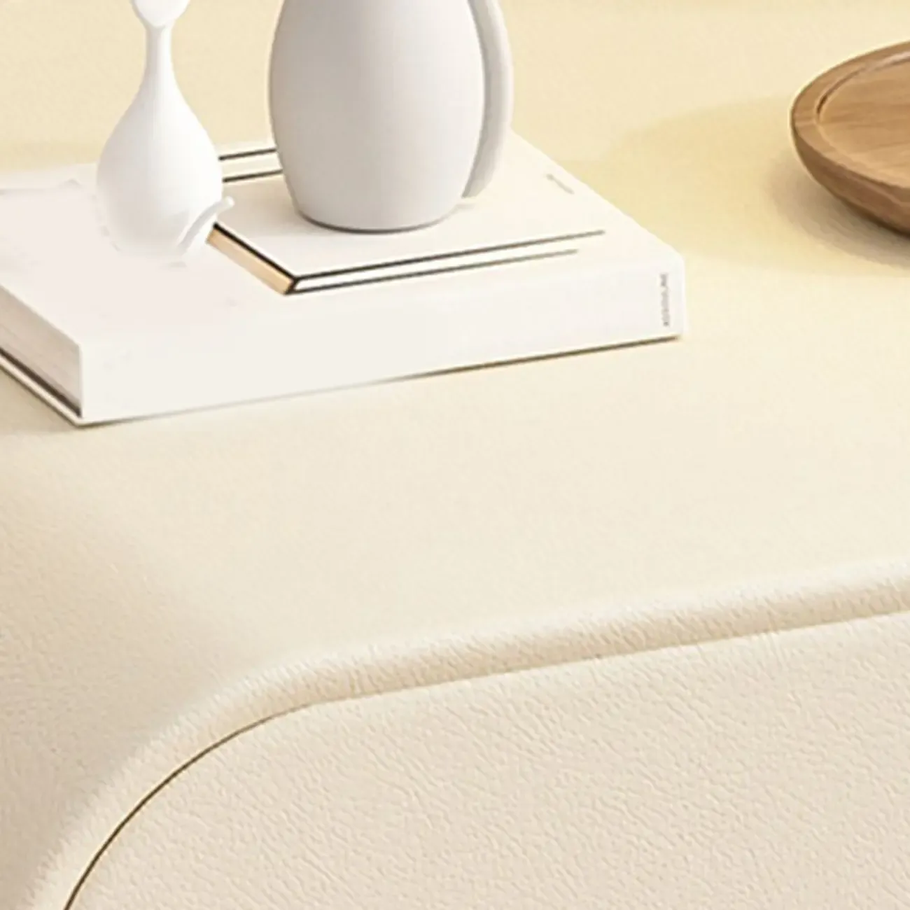 Modern Faux Leather Gold Ring Handle Nightstand with 2 Drawers