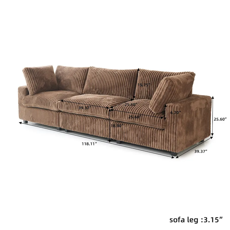Soft Plush Modular Sectional Sofa Modern Upholstered Living Room Couch