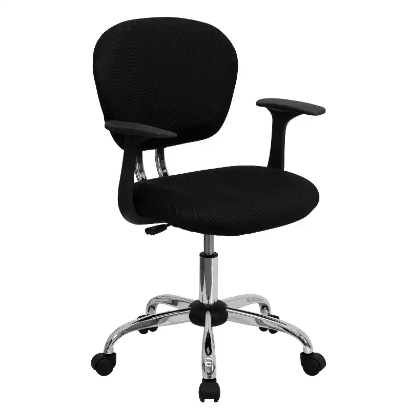 Emma and Oliver Mid-Back Mesh Padded Swivel Task Office Chair with Chrome Base and Arms