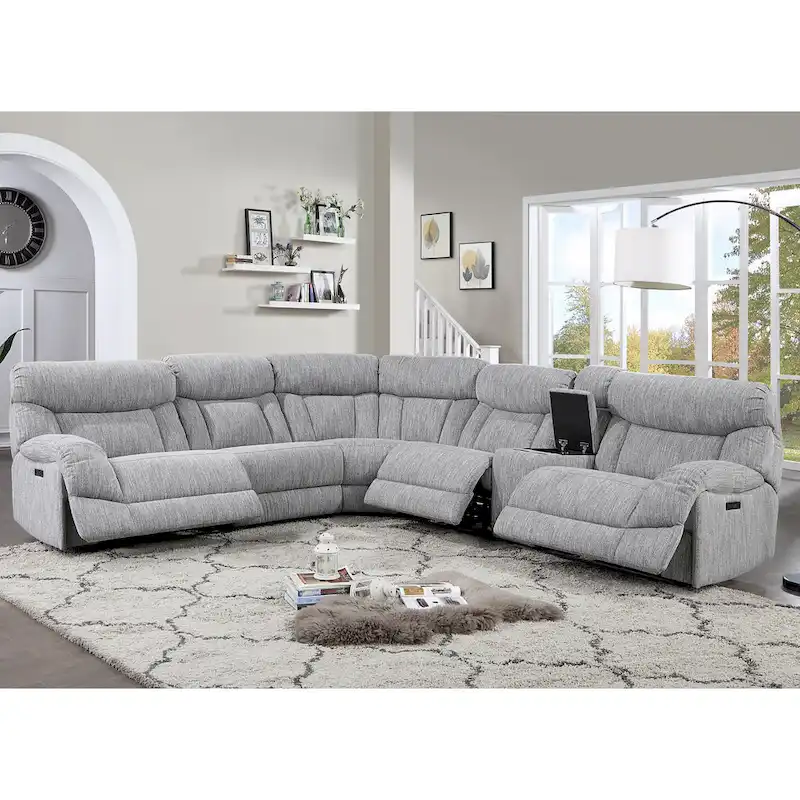 Steve Silver Palisade 6-piece Gray Power Reclining Sectional