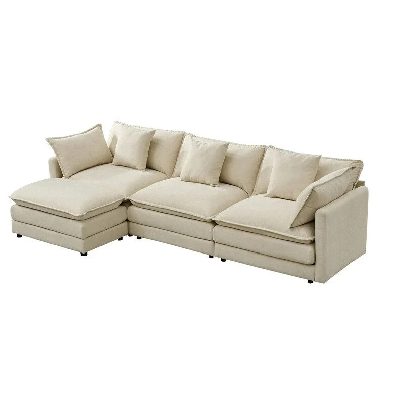 110.2 Chenille Three Seater Upholstered Sofa, Ottoman