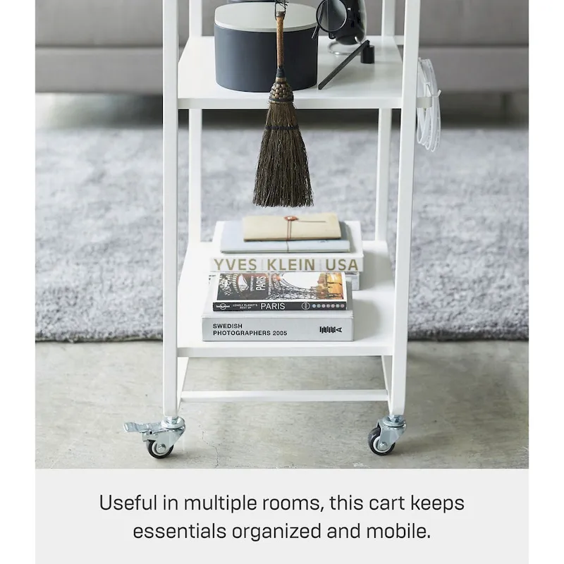 Yamazaki Home Rolling Utility Cart, Steel, Wheels - L 19.29 x W 14.96 x H 32.09 inches
