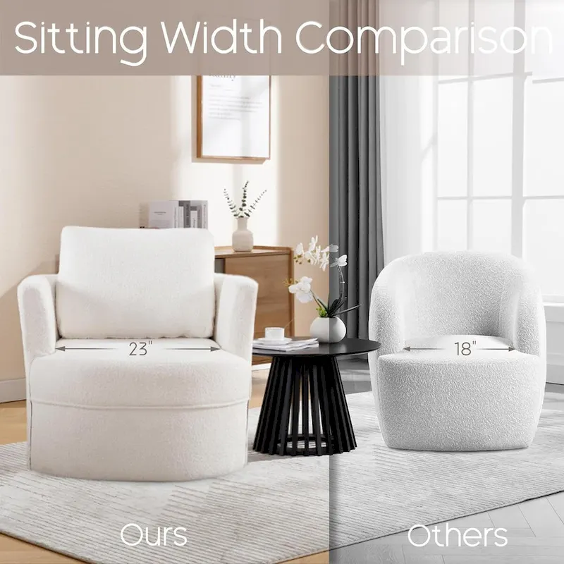 Swivel Accent Barrel Chair Round Arm Chair with Pillow