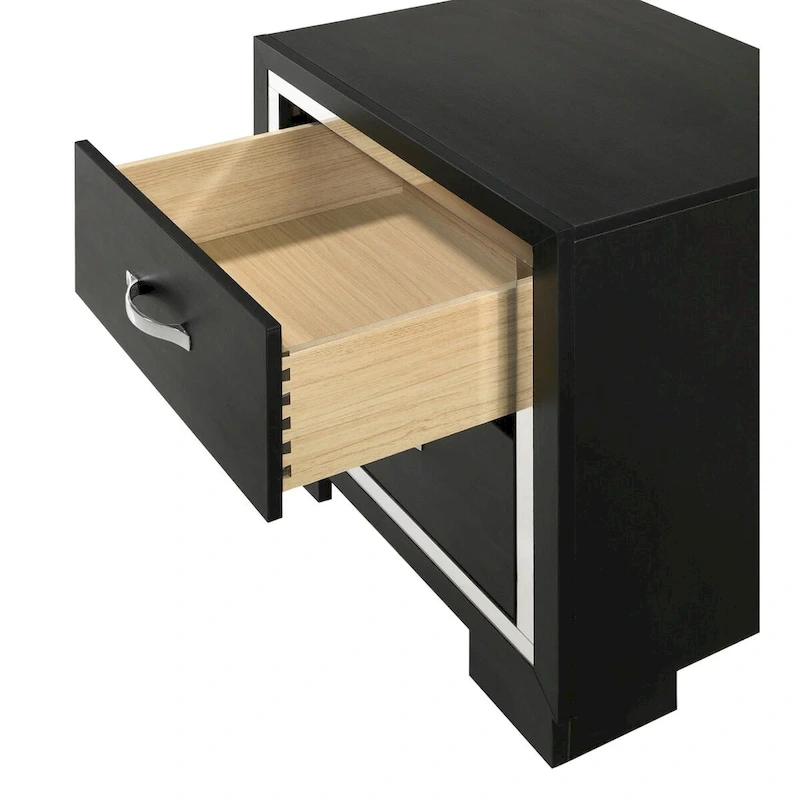 Pedro 6 Piece Black Velvel Upholstered Panel Bedroom Set