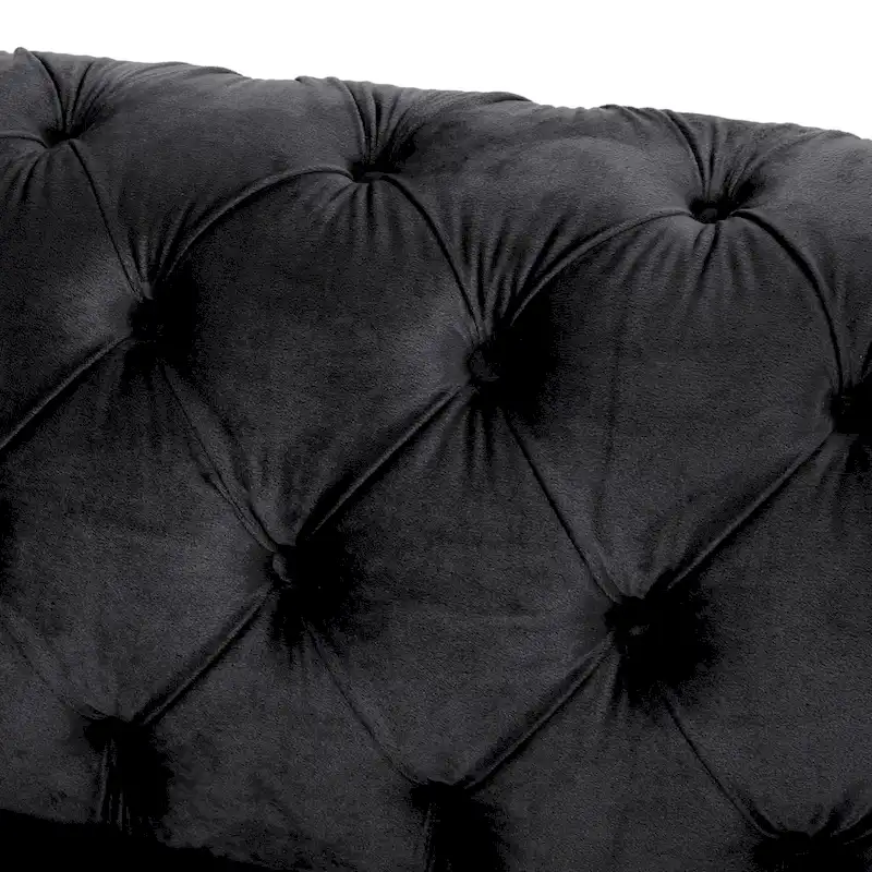 Keyser Modern Glam Tufted Velvet 3 Seater Sofa - 83.75  L x 34.50  W x 27.25  H