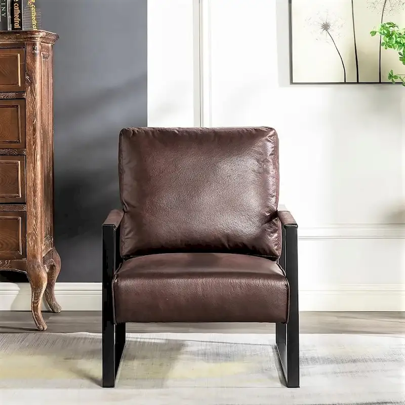 Microfiber Upholstery Metal Arms Chair