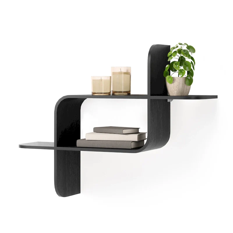 Geometric Bentwood Wall Shelf