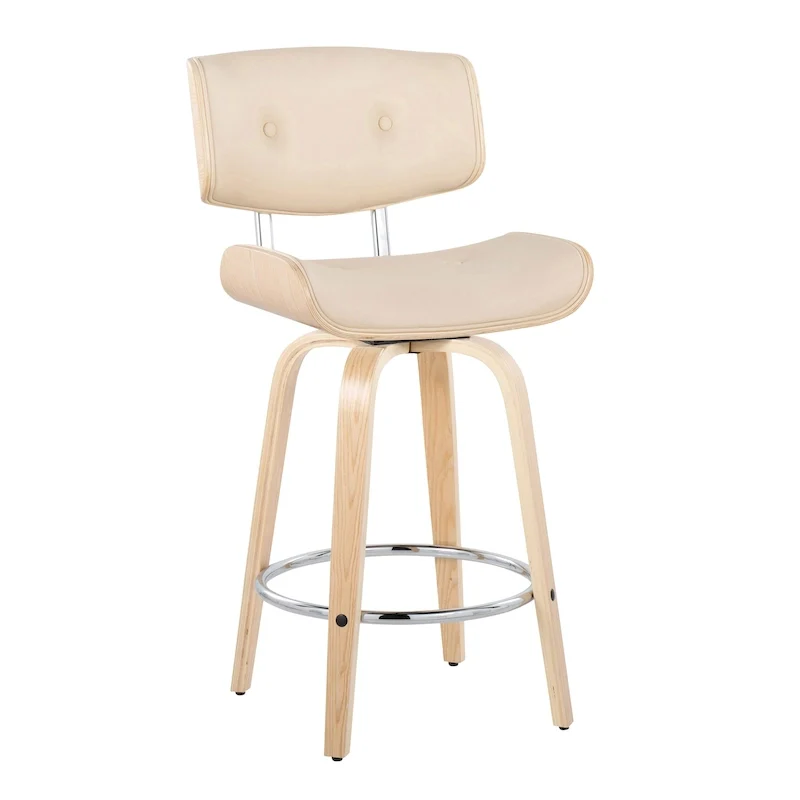 Leksand 26 Fixed-Height Counter Stool with Bent Wood Legs (Set of 2)