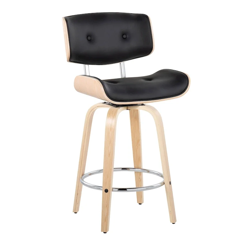 Leksand 26 Fixed-Height Counter Stool with Bent Wood Legs (Set of 2)