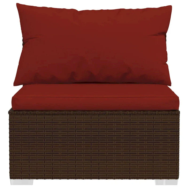 Faye 3pc Outdoor Modular Sectional Sofa Set, 3 Cushions, Red Brown