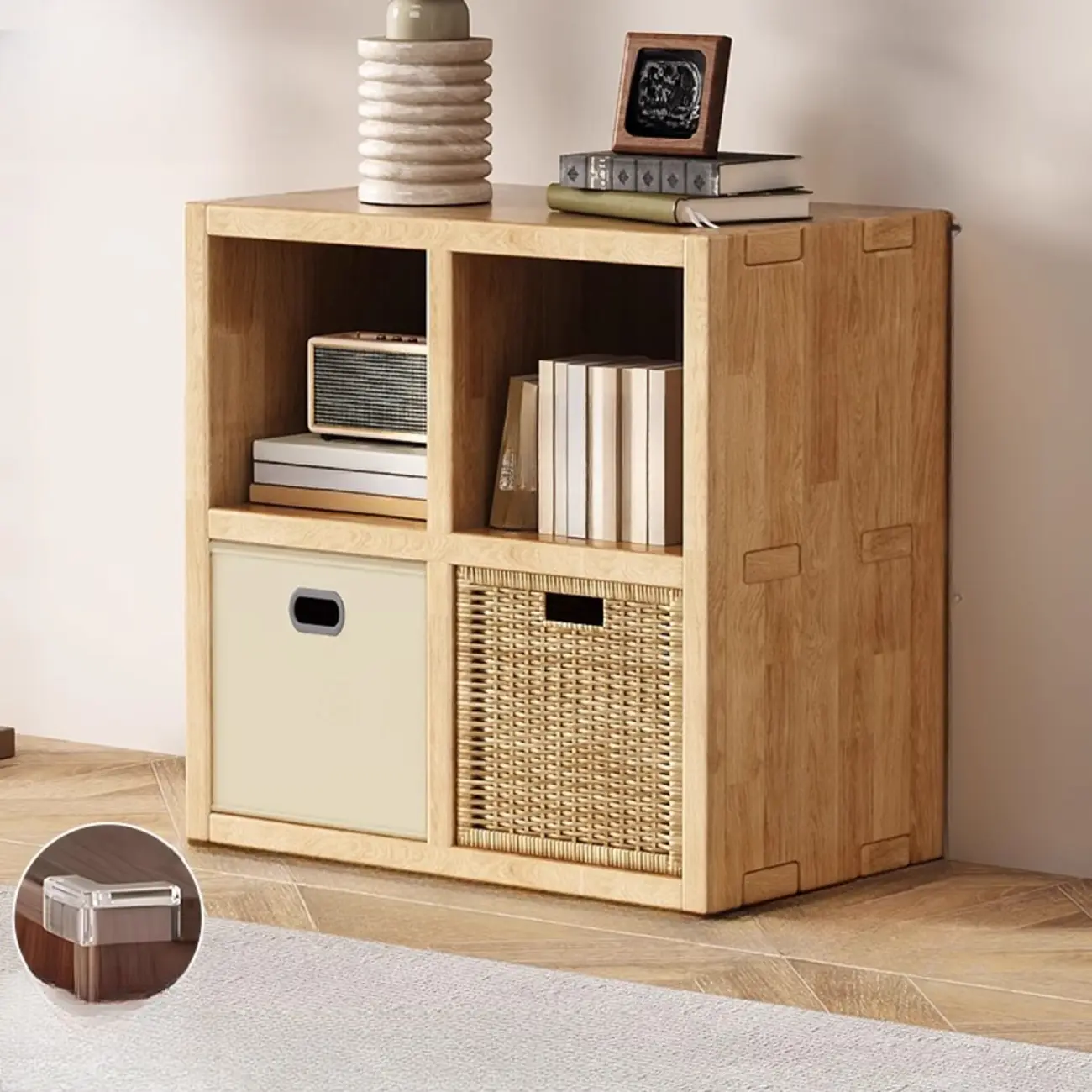 Modern Horizontal Wood 8-Cube Natural Finish Bookcase