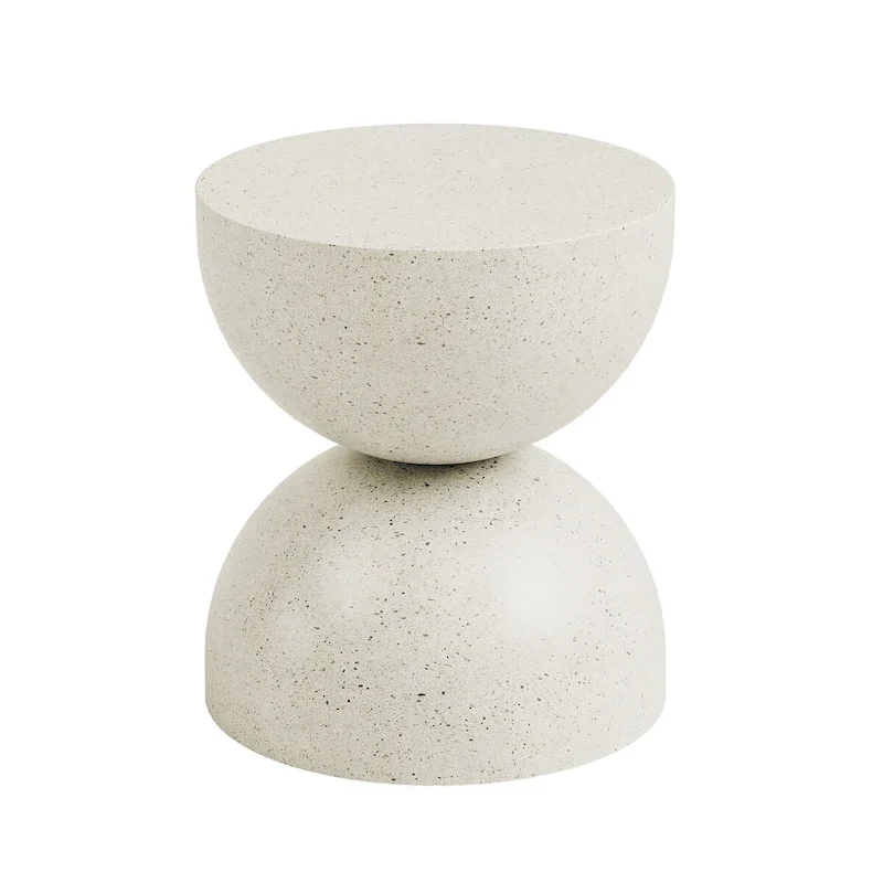 Alina Side Table Indoor/Outdoor Stone White w/ Gold Flakes