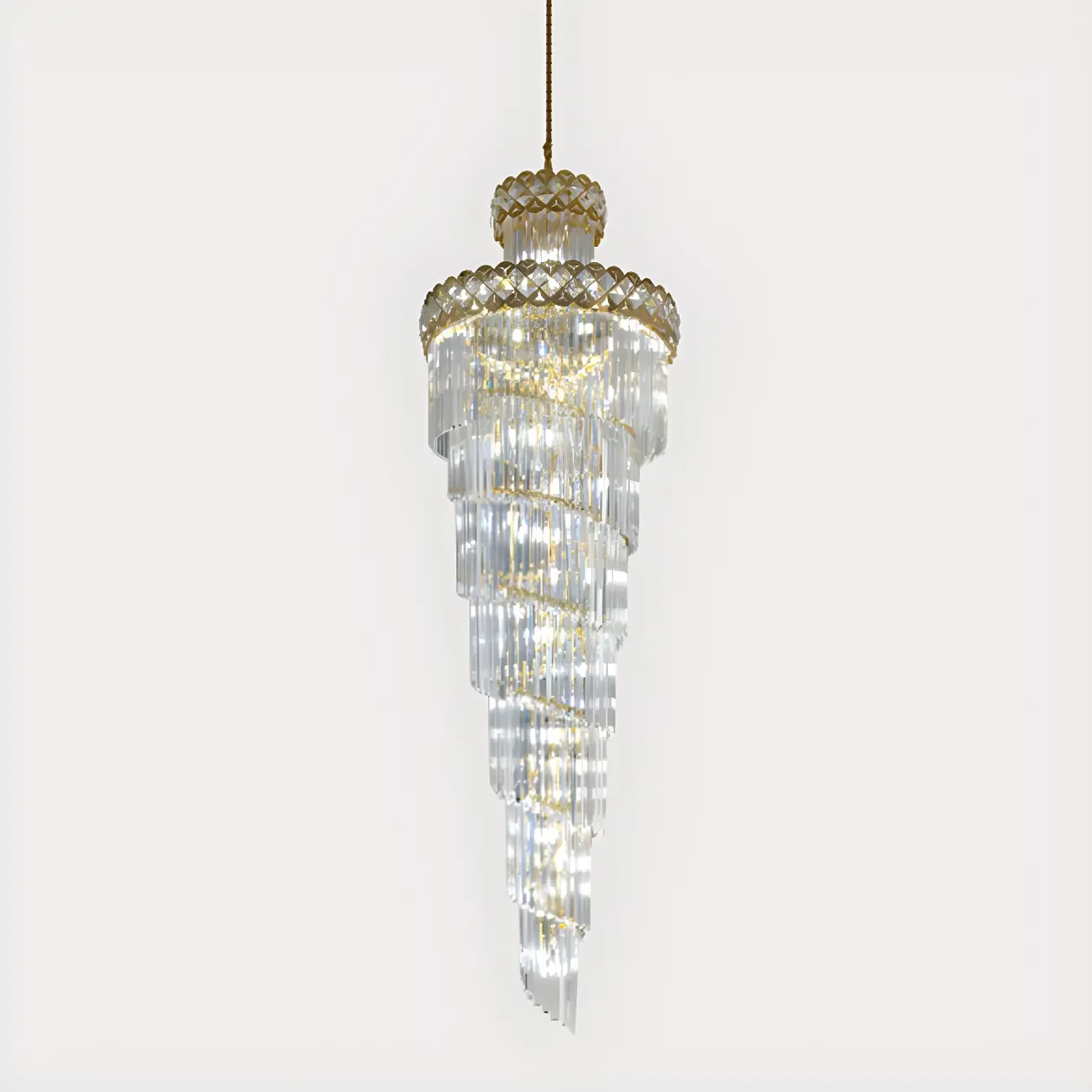 Luxurious Spiral Tiered LED Crystal Chandelier