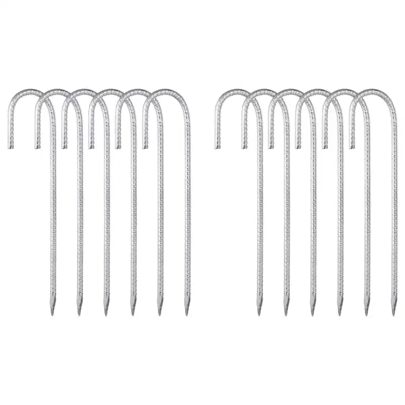 Unique Bargains Galvanized Steel Anti-Rust Durable Sturdy Garden Stake 12 Pcs