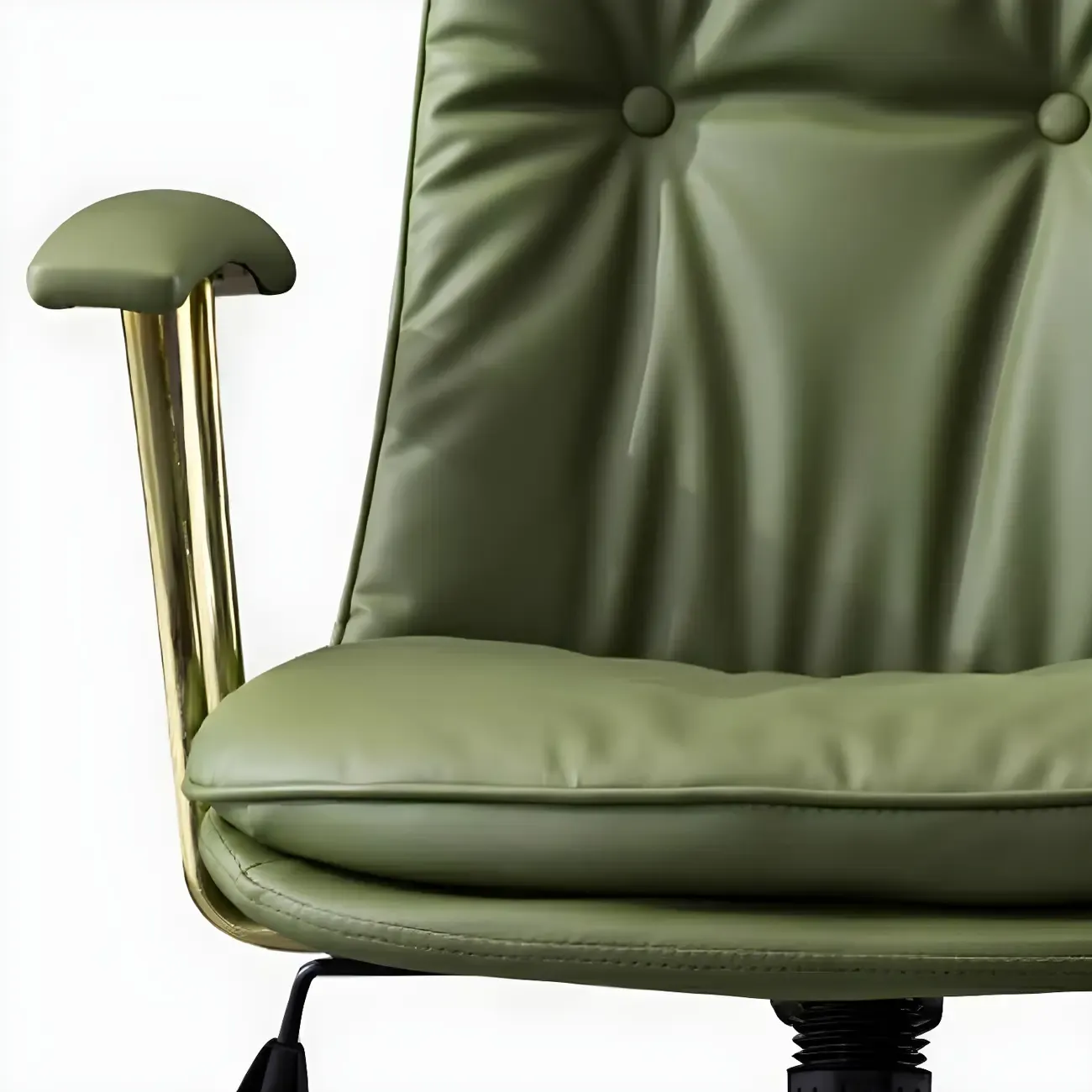 Gold Base Tufted Leather Adjustable Office Chair