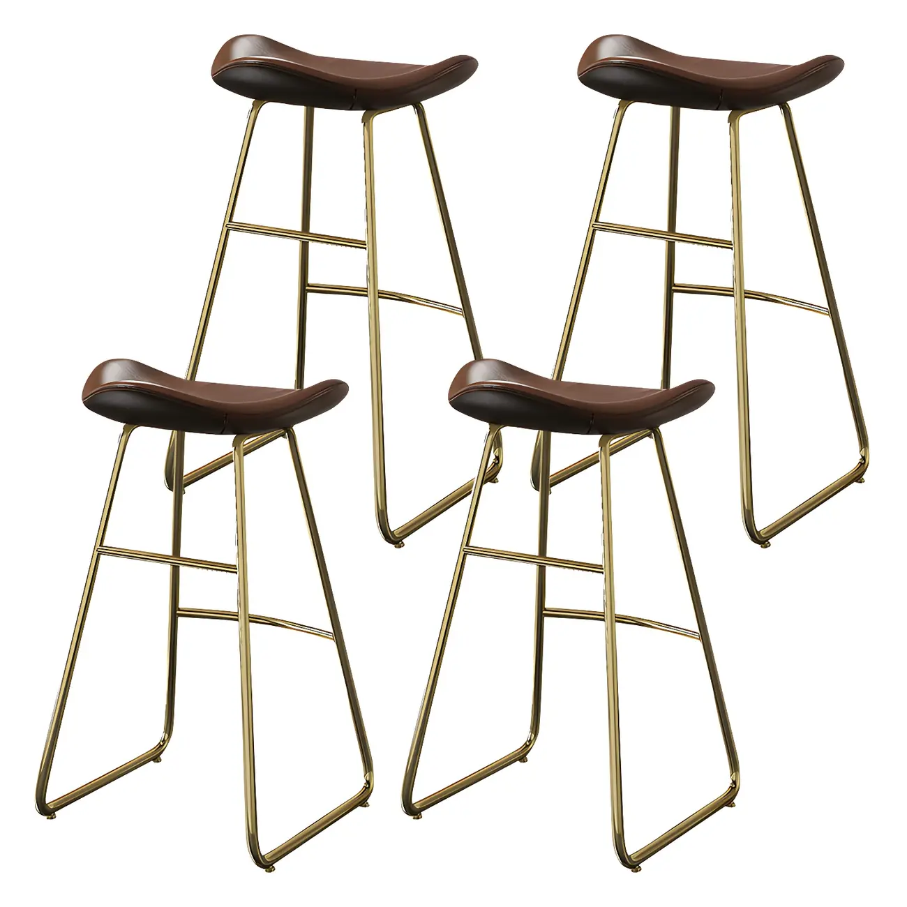 Classic Brown Saddle Leather Counter Height Bar Stools