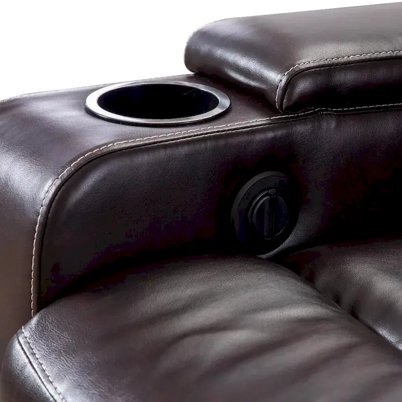 Black / Brown Electric Power Recliner Chair with Cup Holders & USB Ports – Home Theater Style, 1 Person Use