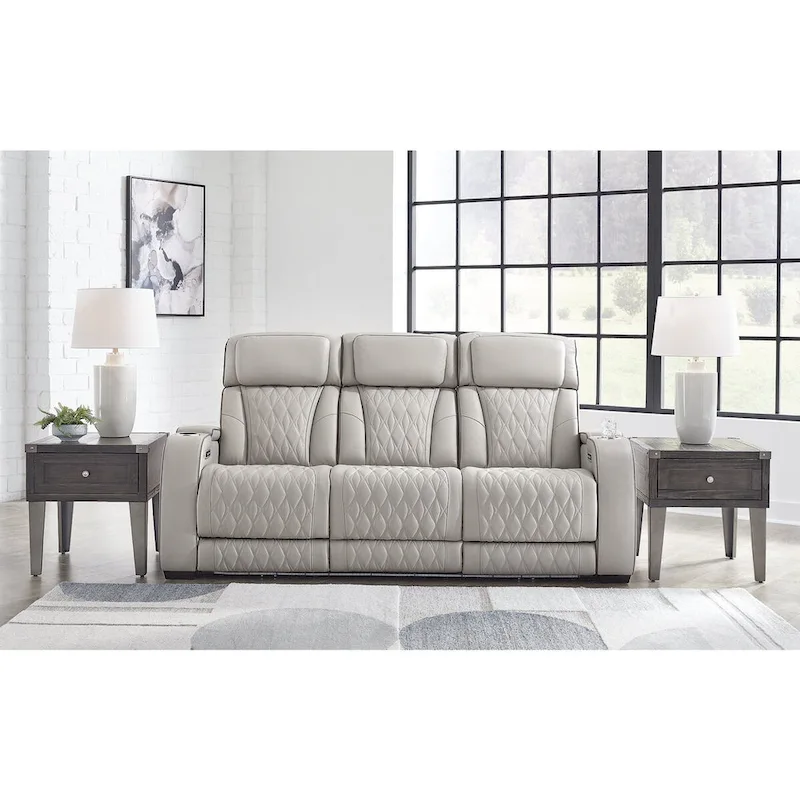 Signature Design by Ashley Boyington Gray Power Reclining Sofa - 86 W x 38.5 D x 44.5 H
