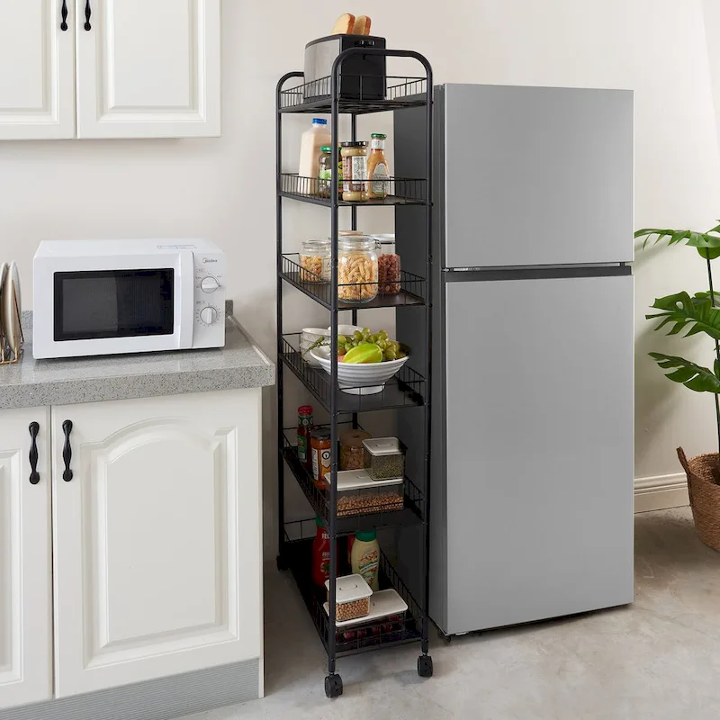 6 Tier Slim Rolling Storage Cart Mobile Shelving Unit with Wheels - 6