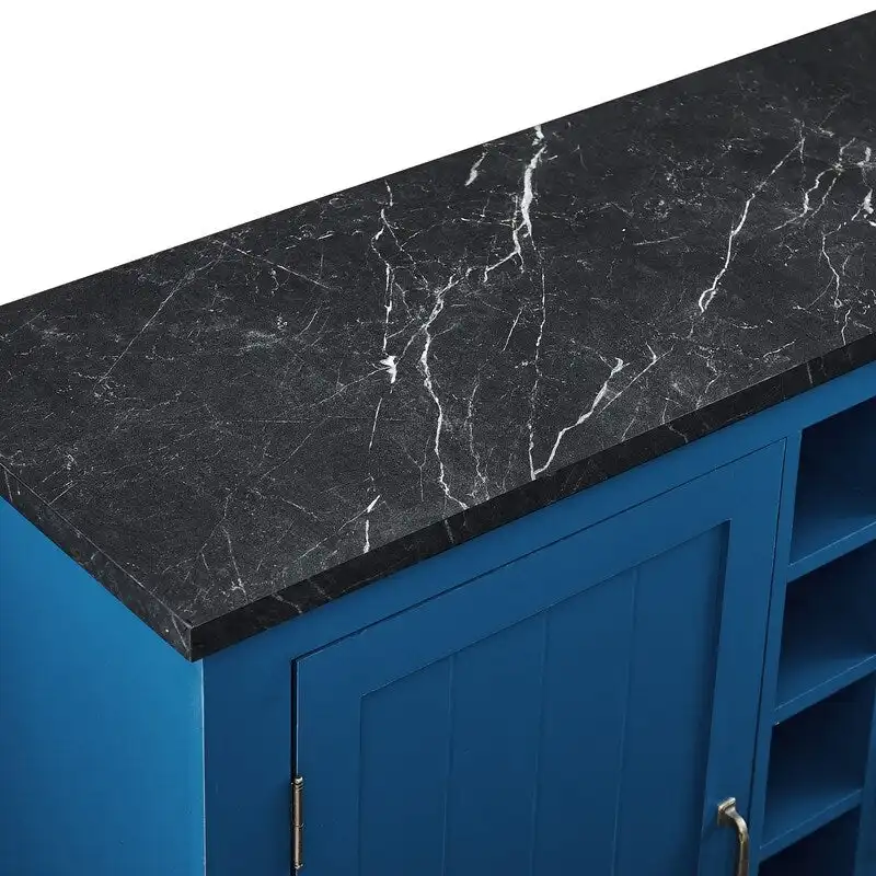 47  Marbling Countertop Buffet Bar Cabinet w/ Glass Holders