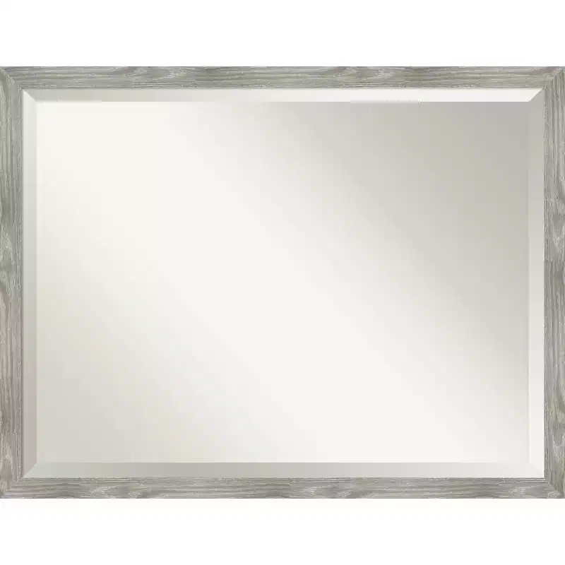 42" x 32" Dove Square Framed Wall Mirror Graywash - Amanti Art: Beveled, No Assembly Required