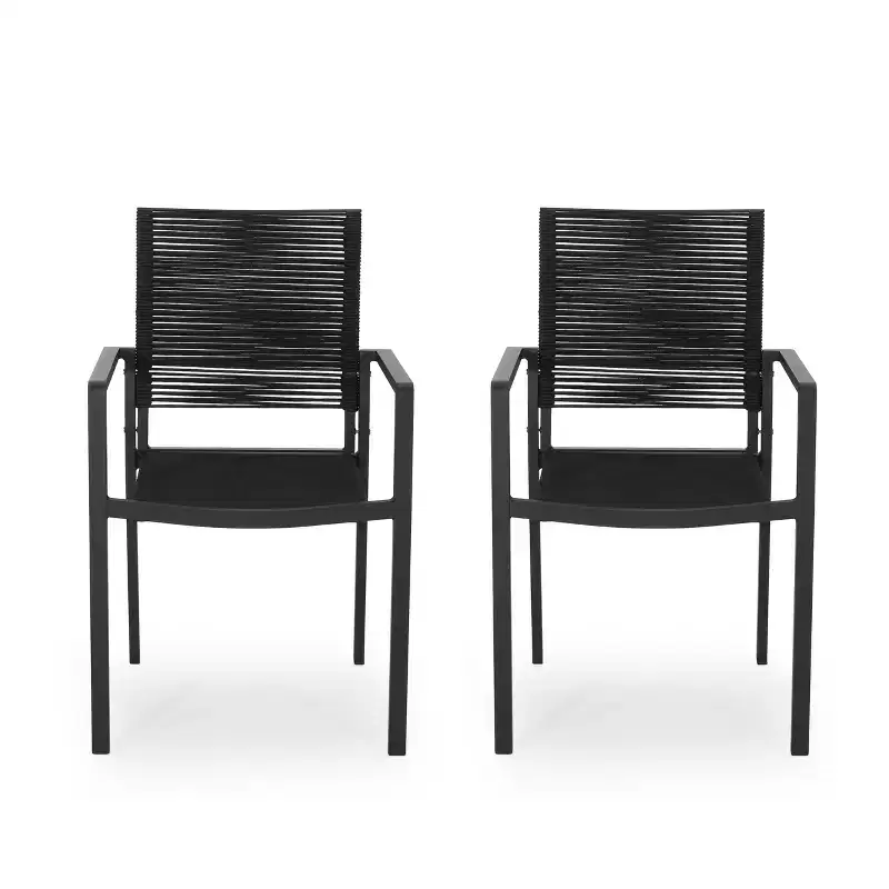 GDFStudio Crested Bay Outdoor Aluminum and Rope Dining Chairs (Set of 2)