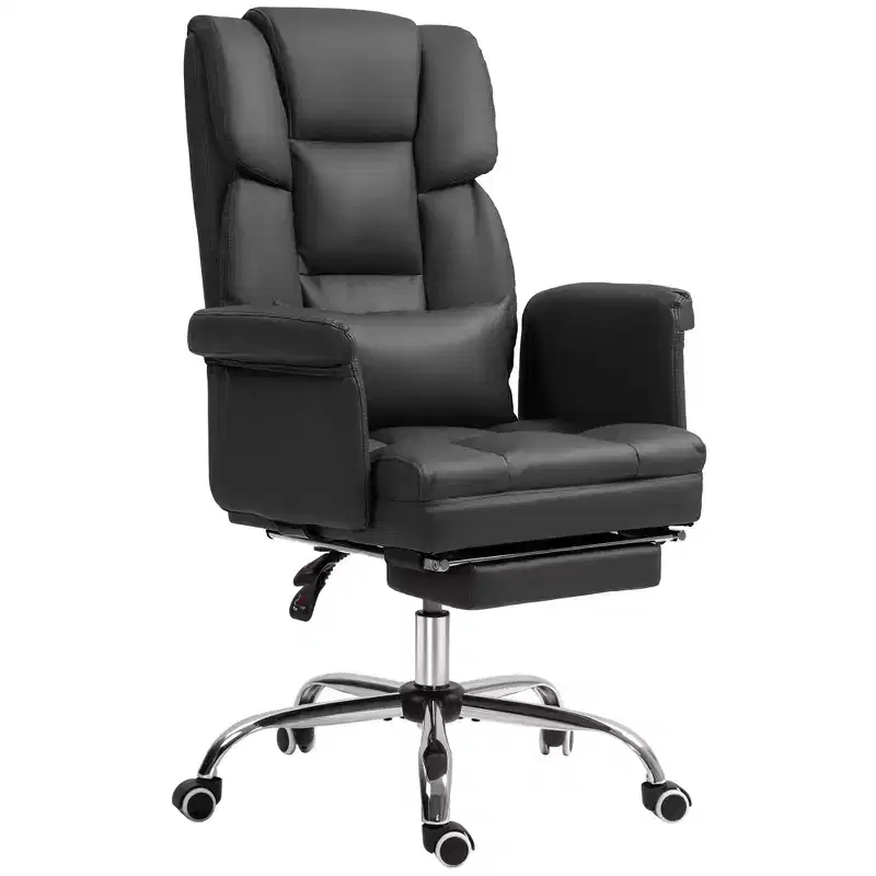 Executive Office Chair with Footrest & Lumbar Support — PU Leather, Ergonomic, Reclining, Swivel