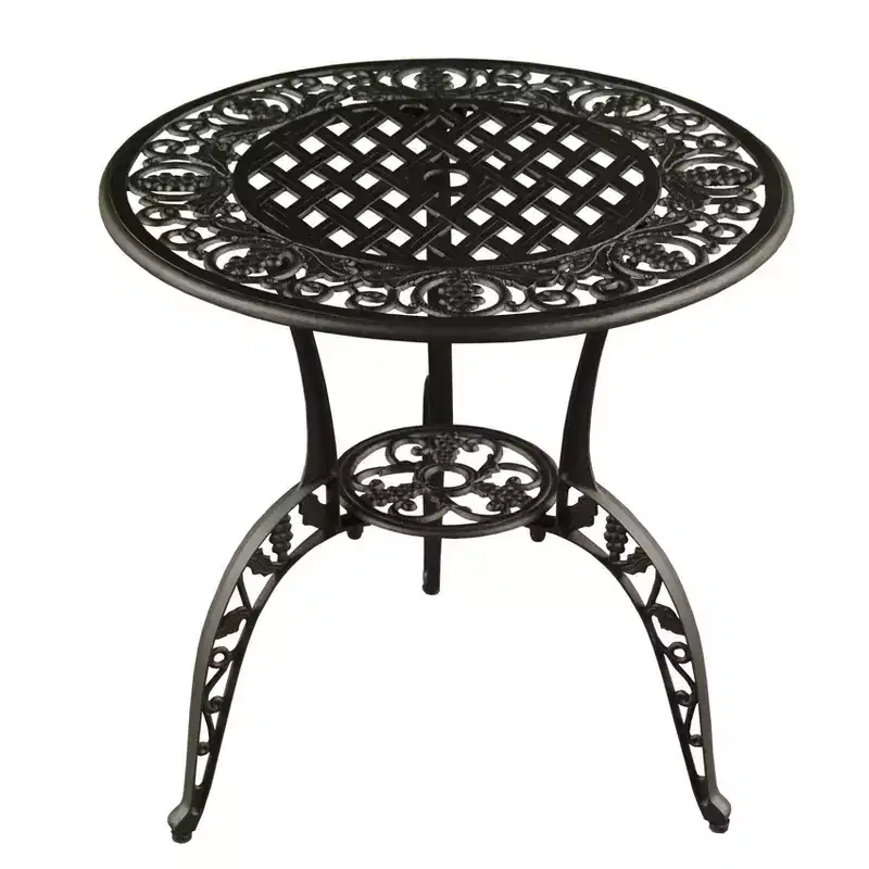 3pc Grape Vineyard Aluminum Patio Bistro Set - Black- Oakland Living: Weather-Resistant Outdoor Furniture